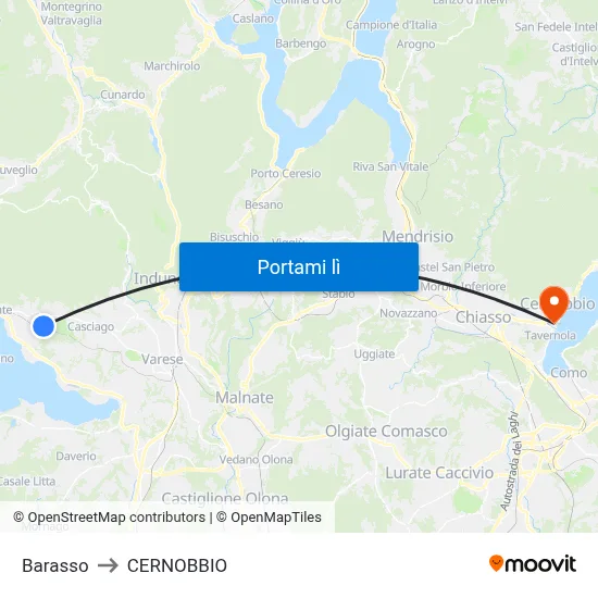 Barasso to CERNOBBIO map