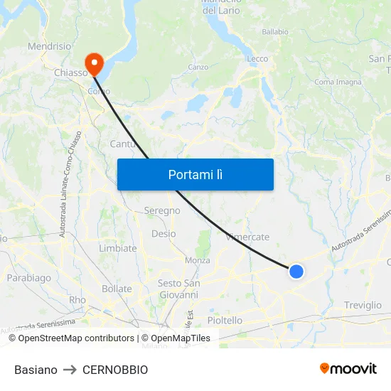 Basiano to CERNOBBIO map