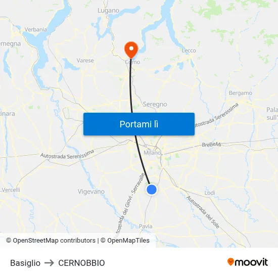 Basiglio to CERNOBBIO map