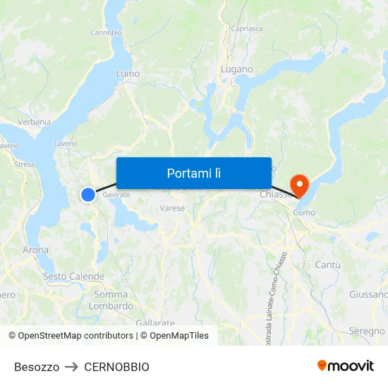 Besozzo to CERNOBBIO map
