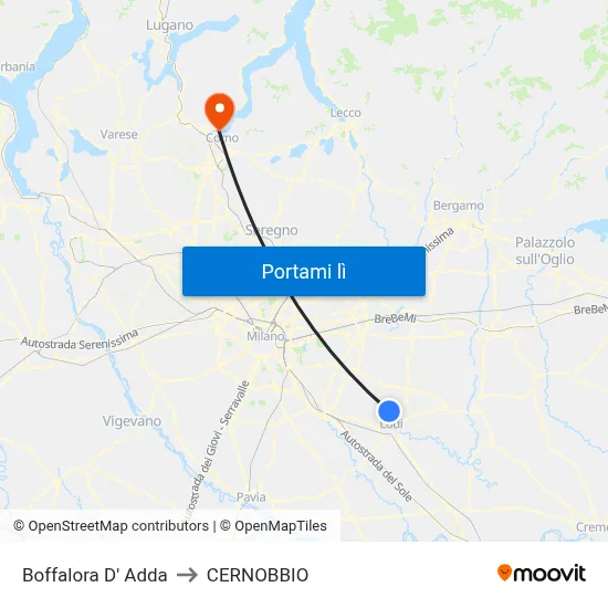 Boffalora D' Adda to CERNOBBIO map
