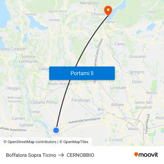 Boffalora Sopra Ticino to CERNOBBIO map