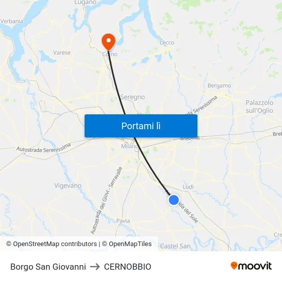 Borgo San Giovanni to CERNOBBIO map