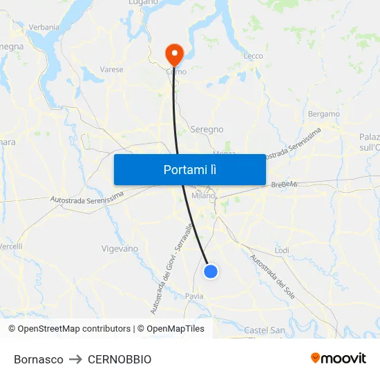 Bornasco to CERNOBBIO map