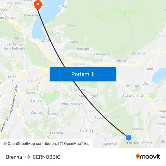 Brenna to CERNOBBIO map