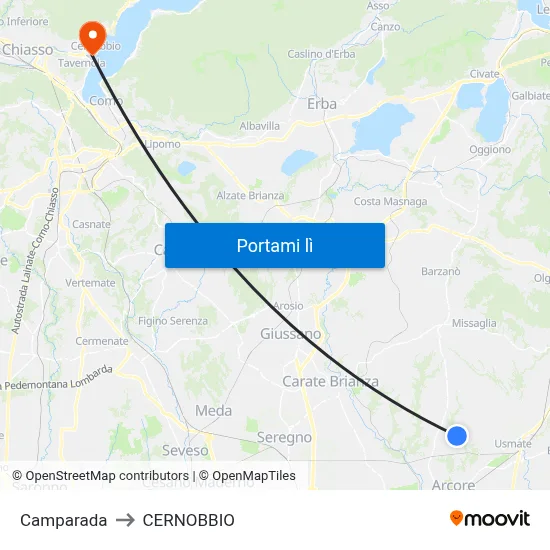 Camparada to CERNOBBIO map