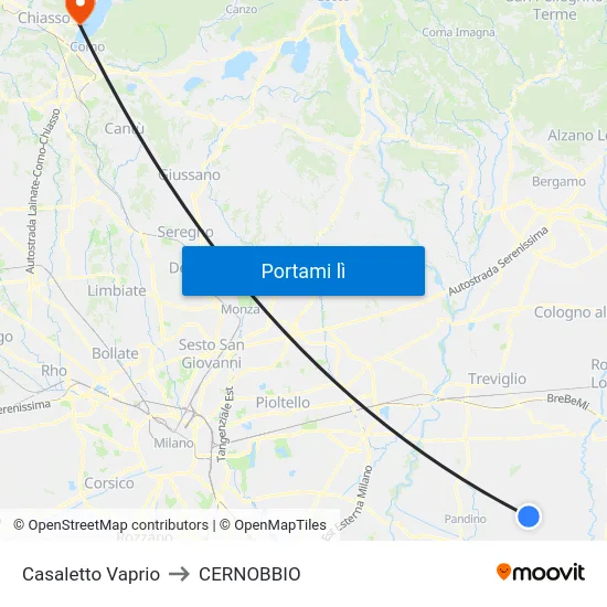 Casaletto Vaprio to CERNOBBIO map