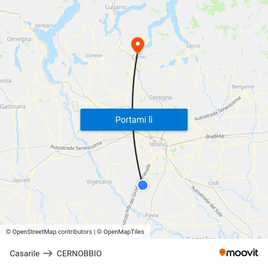 Casarile to CERNOBBIO map
