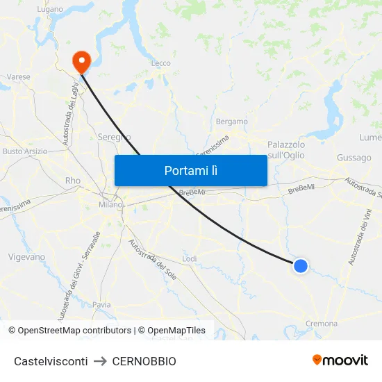 Castelvisconti to CERNOBBIO map