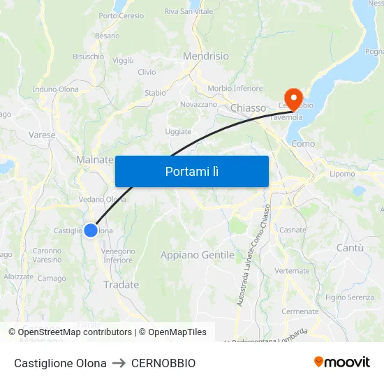 Castiglione Olona to CERNOBBIO map