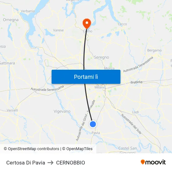 Certosa Di Pavia to CERNOBBIO map
