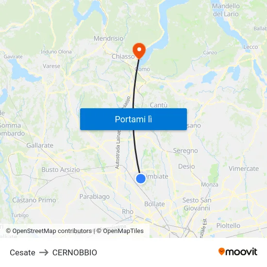 Cesate to CERNOBBIO map