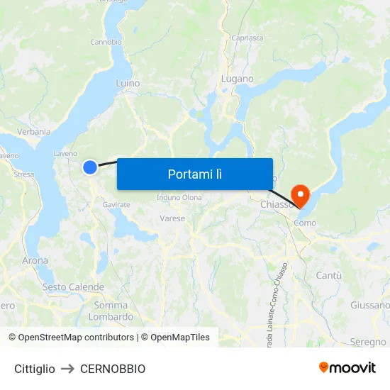 Cittiglio to CERNOBBIO map