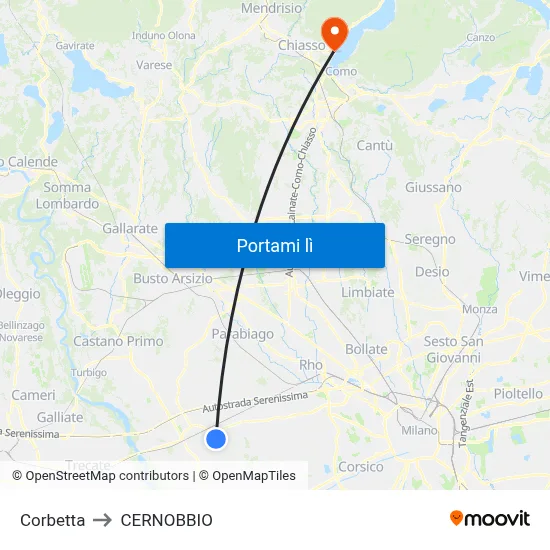 Corbetta to CERNOBBIO map