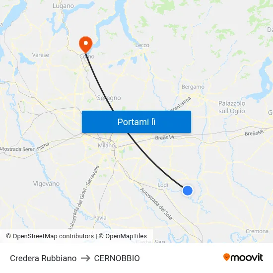 Credera Rubbiano to CERNOBBIO map