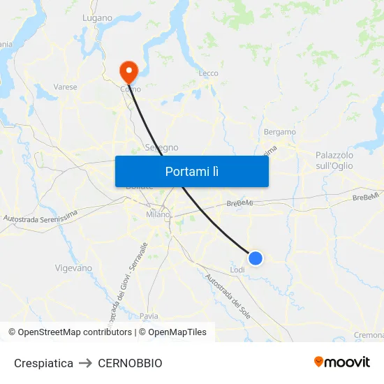 Crespiatica to CERNOBBIO map