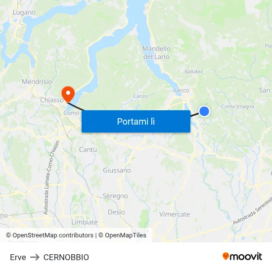 Erve to CERNOBBIO map