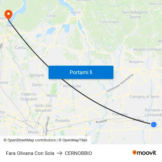 Fara Olivana Con Sola to CERNOBBIO map