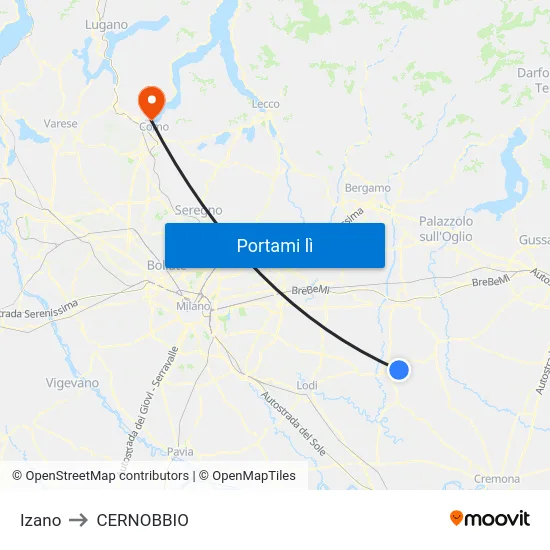 Izano to CERNOBBIO map