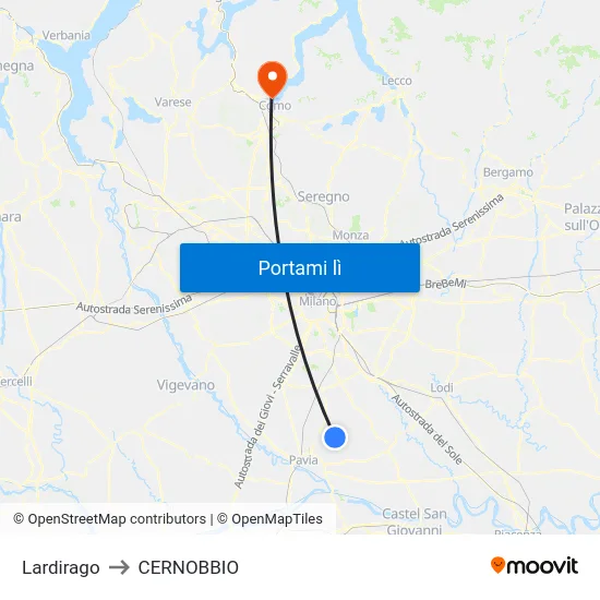 Lardirago to CERNOBBIO map