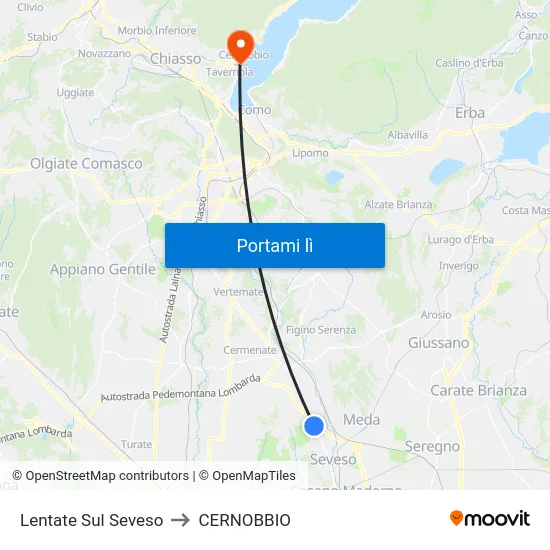 Lentate Sul Seveso to CERNOBBIO map