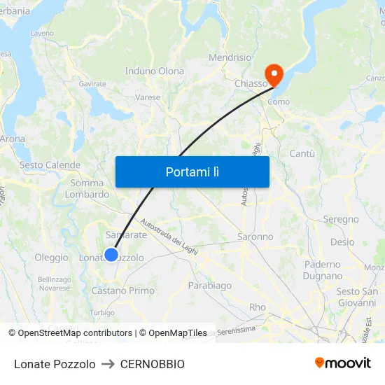 Lonate Pozzolo to CERNOBBIO map
