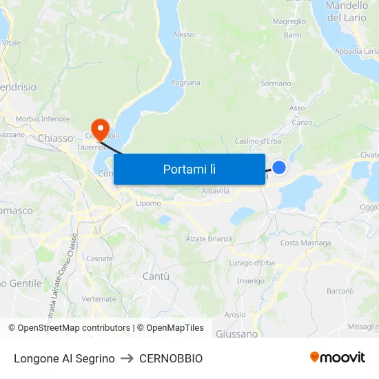 Longone Al Segrino to CERNOBBIO map