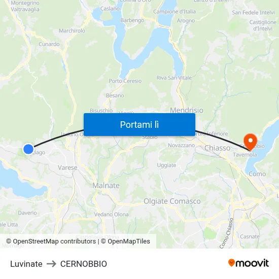 Luvinate to CERNOBBIO map