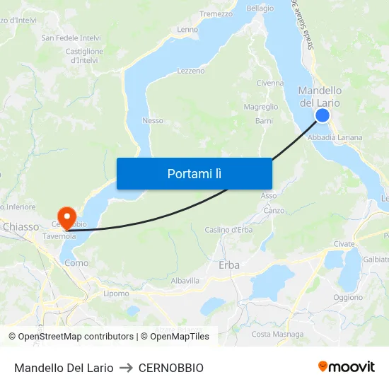 Mandello Del Lario to CERNOBBIO map