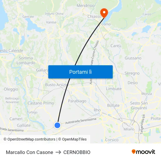 Marcallo Con Casone to CERNOBBIO map
