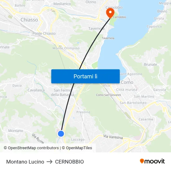 Montano Lucino to CERNOBBIO map