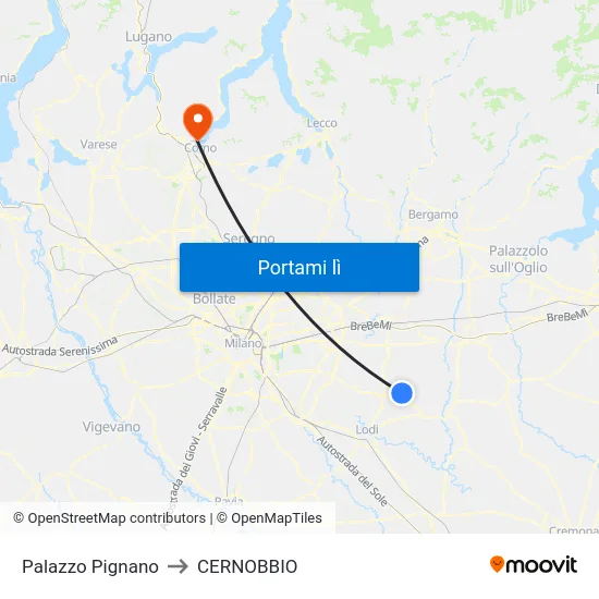 Palazzo Pignano to CERNOBBIO map