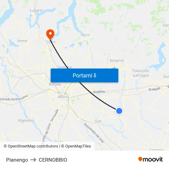 Pianengo to CERNOBBIO map