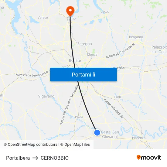 Portalbera to CERNOBBIO map
