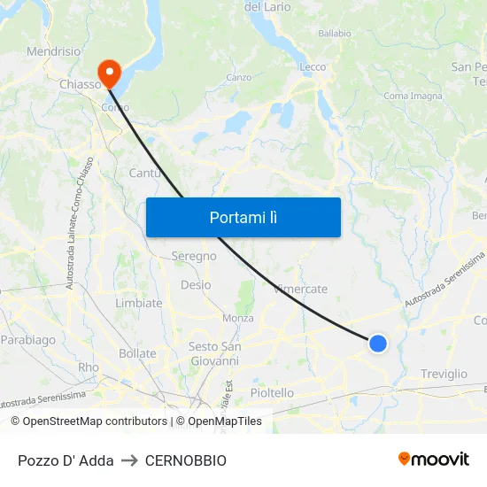 Pozzo D' Adda to CERNOBBIO map