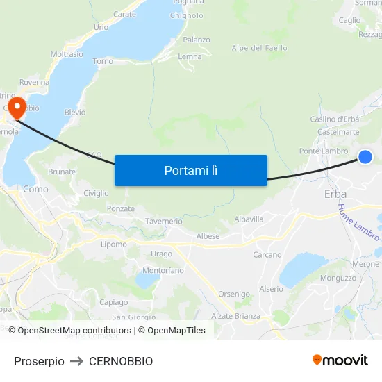 Proserpio to CERNOBBIO map