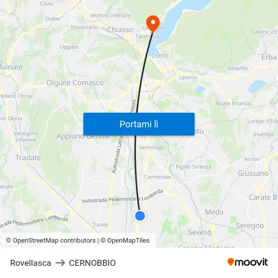 Rovellasca to CERNOBBIO map