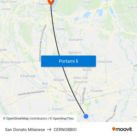 San Donato Milanese to CERNOBBIO map