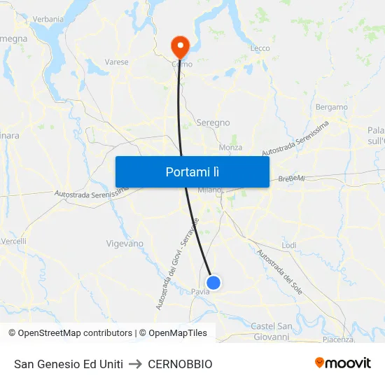 San Genesio Ed Uniti to CERNOBBIO map