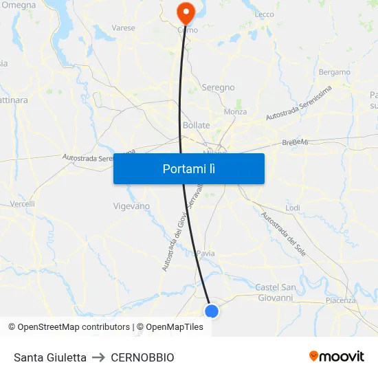 Santa Giuletta to CERNOBBIO map