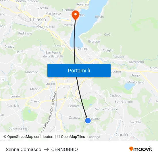 Senna Comasco to CERNOBBIO map