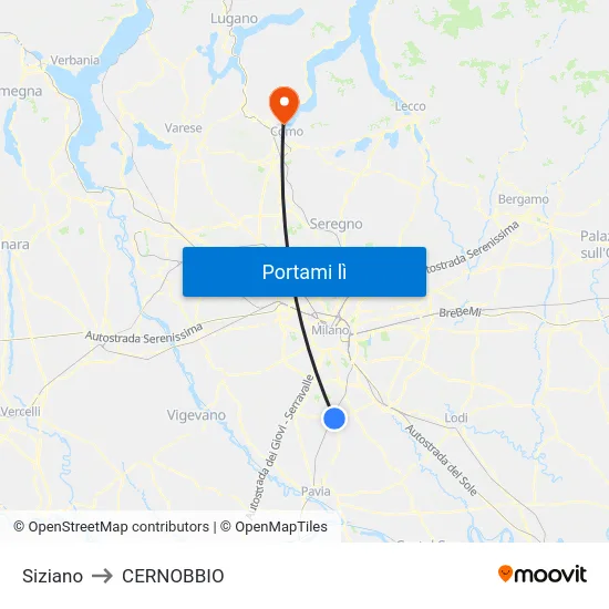 Siziano to CERNOBBIO map