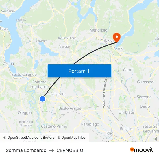 Somma Lombardo to CERNOBBIO map