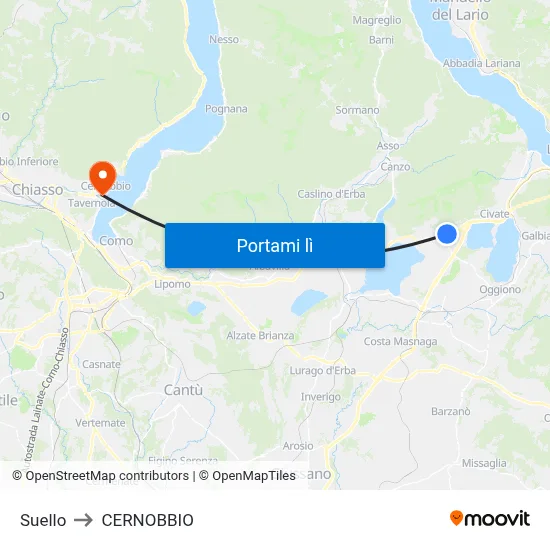 Suello to CERNOBBIO map