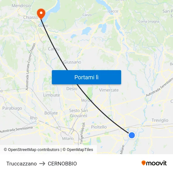 Truccazzano to CERNOBBIO map