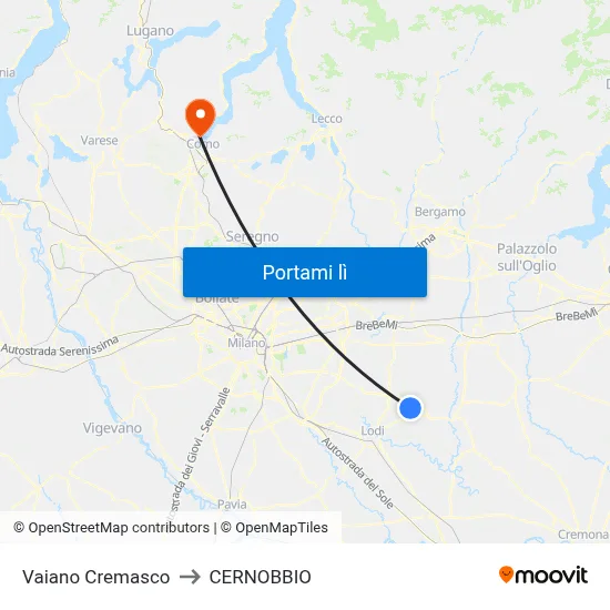 Vaiano Cremasco to CERNOBBIO map