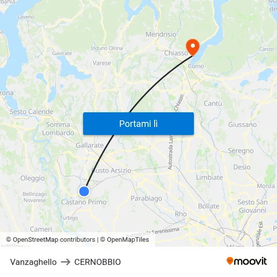 Vanzaghello to CERNOBBIO map