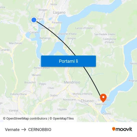 Vernate to CERNOBBIO map