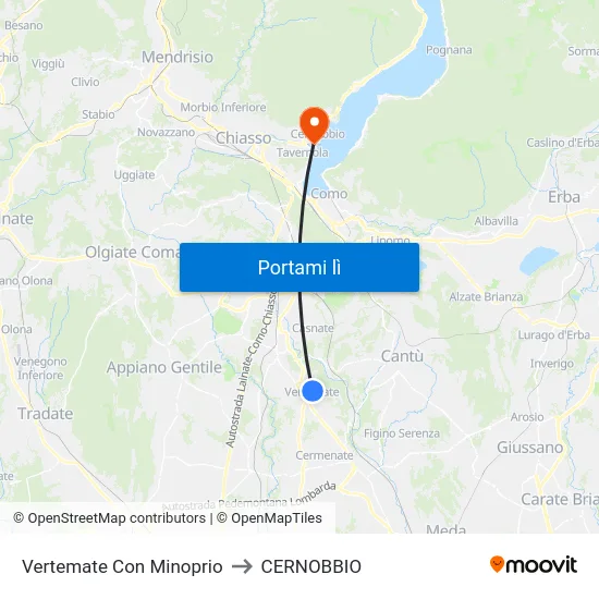 Vertemate Con Minoprio to CERNOBBIO map