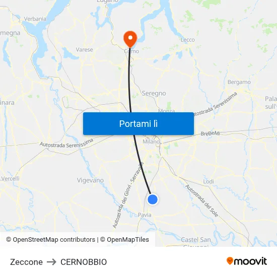 Zeccone to CERNOBBIO map